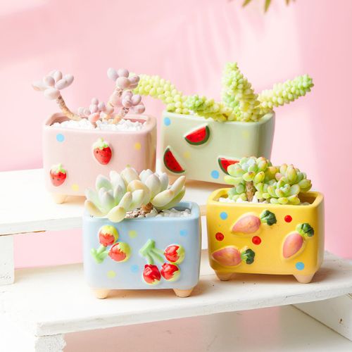 painted ceramic planters