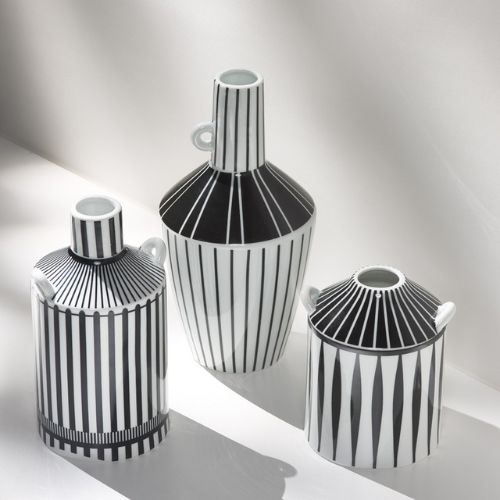 black and white striped vase