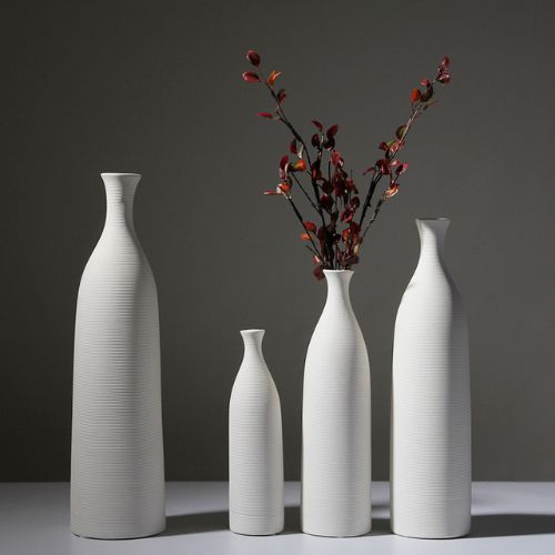 white textured vase