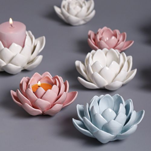 ceramic flower candle holder