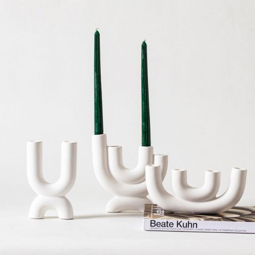 white ceramic candle holder