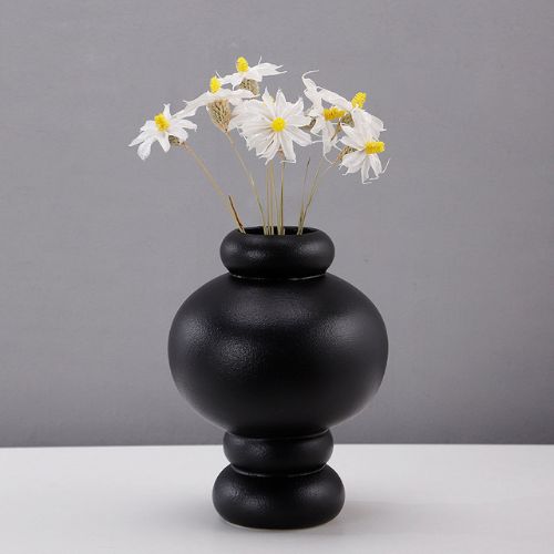 black ceramic vase